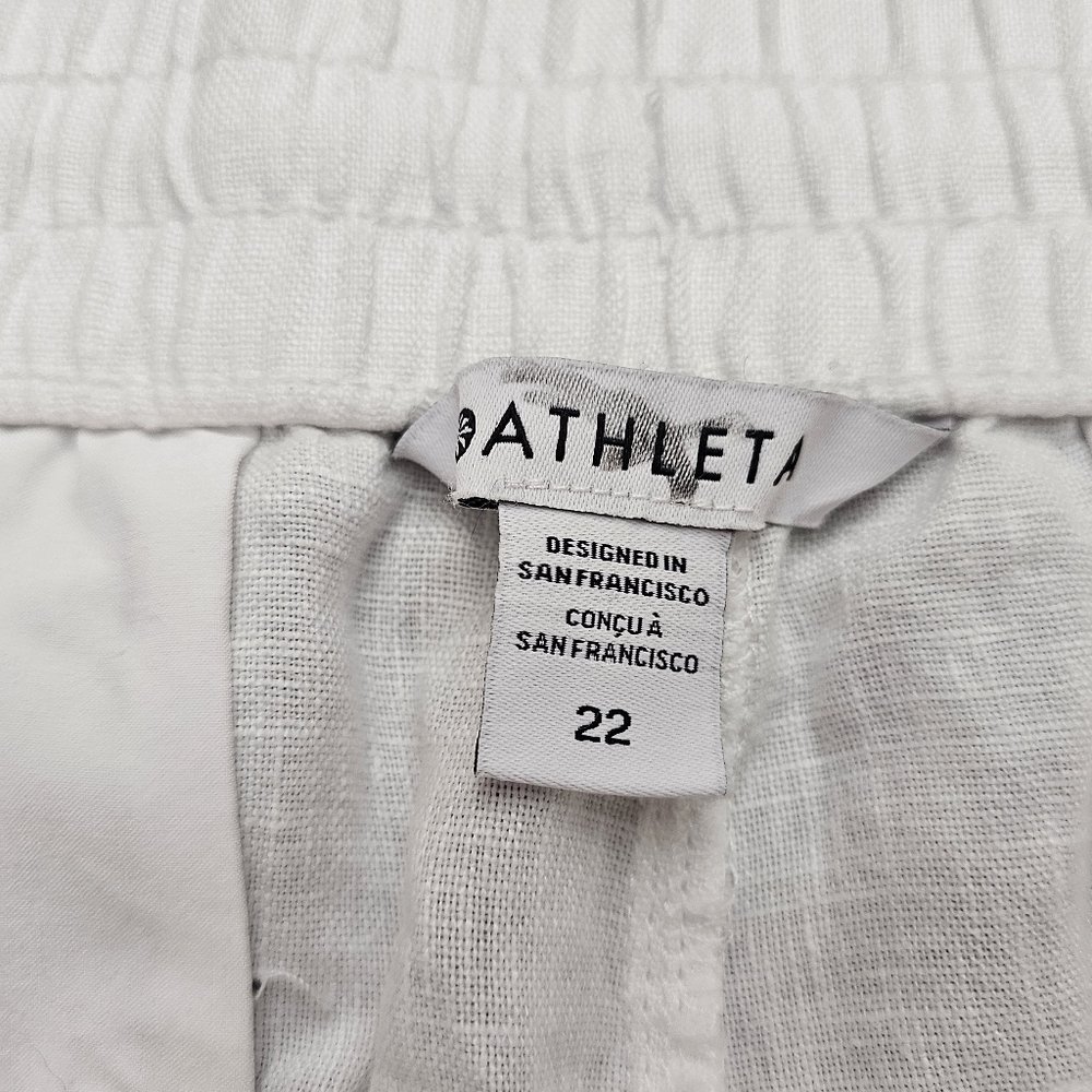 Athleta Retreat 100% Linen Shorts Ivory Color Size 22 - Picture 6 of 10